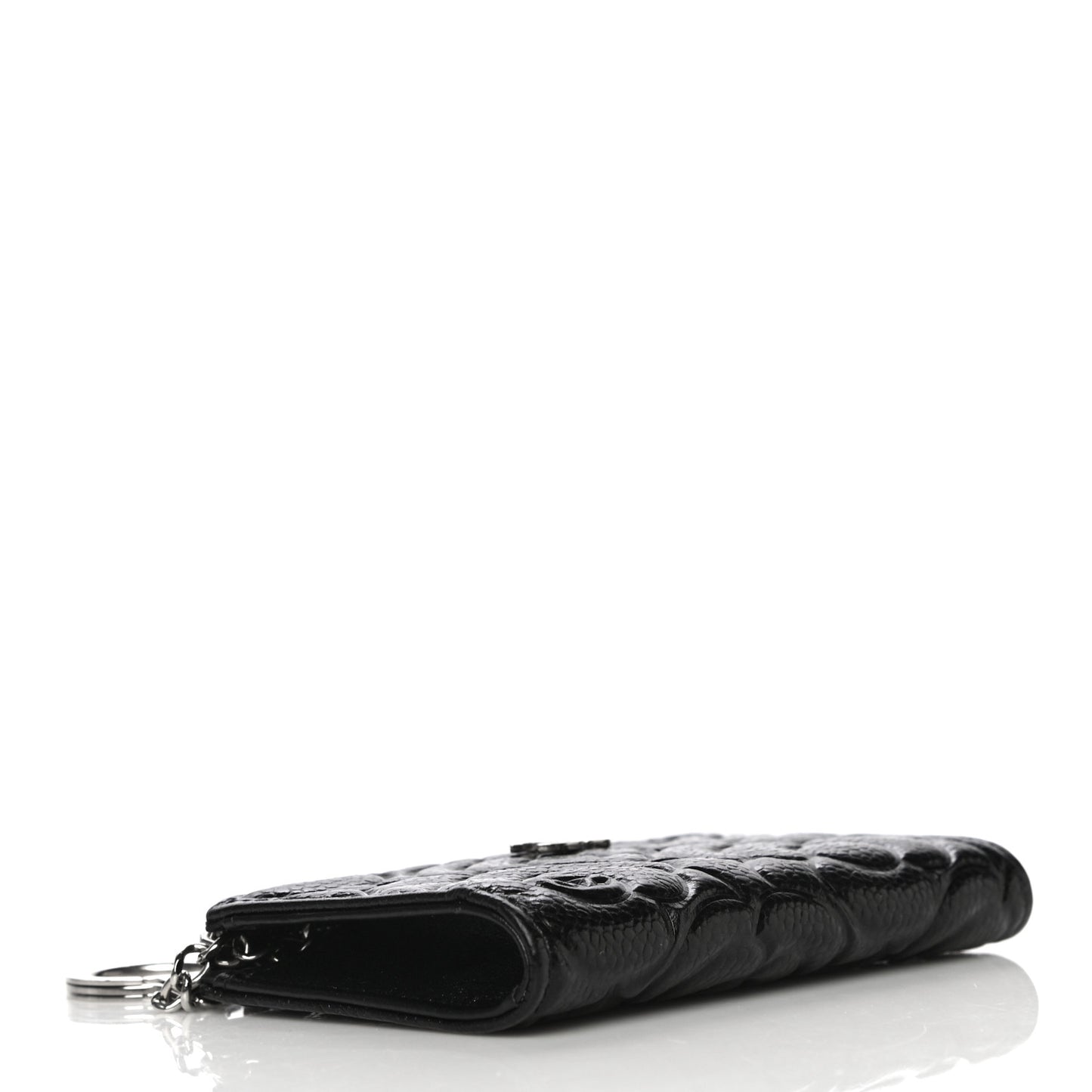 Caviar Camellia Embossed Key Holder Case Black