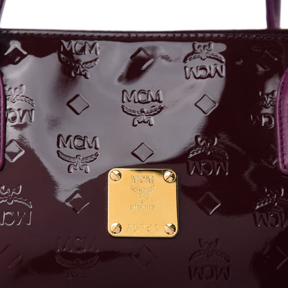 MCM Patent Monogram Tote Burgundy 12 of 12