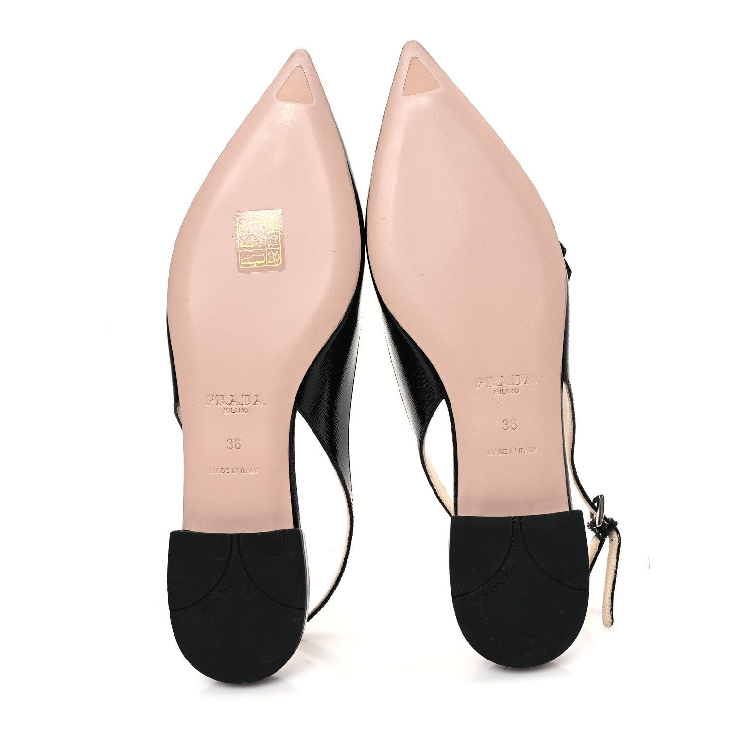 Prada Saffiano Vernice Slingback Bow Flats 36 Black 5 of 9