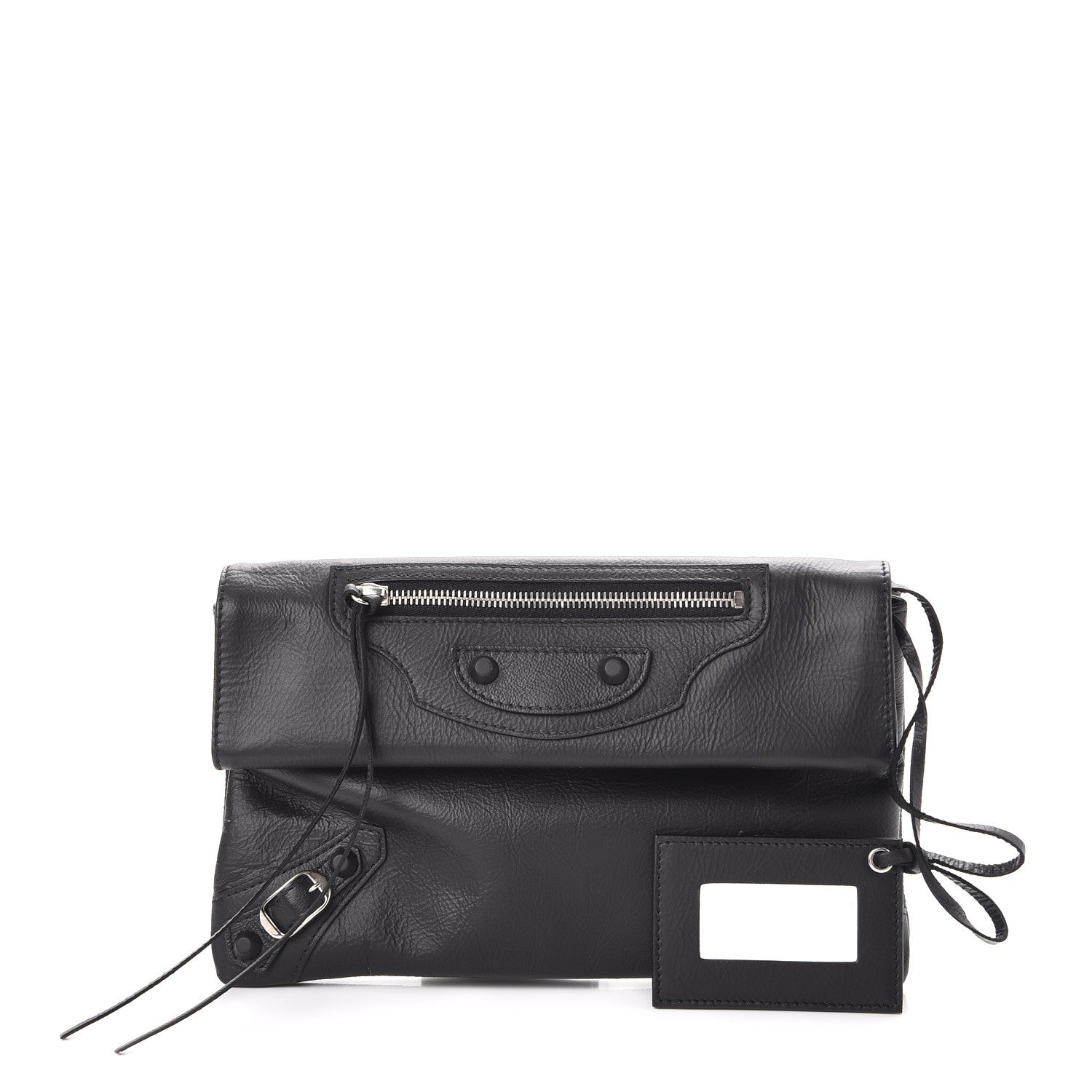 Balenciaga Matte Goatskin Rubber Covered Classic Hardware Envelope Clutch Black 1 of 7