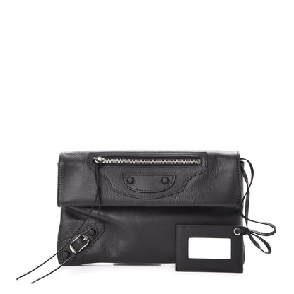 Balenciaga Matte Goatskin Rubber Covered Classic Hardware Envelope Clutch Black 1 of 7