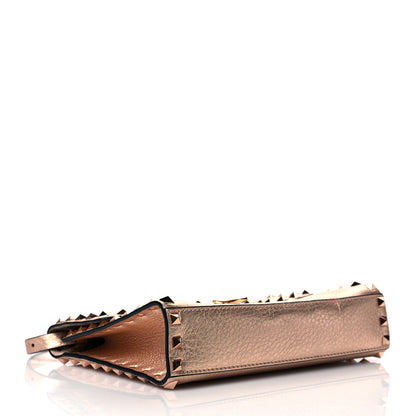 Valentino Garavani Metallic Pebbled Calfskin Medium Rockstud Flip Lock Crossbody Bag Rame 4 of 9