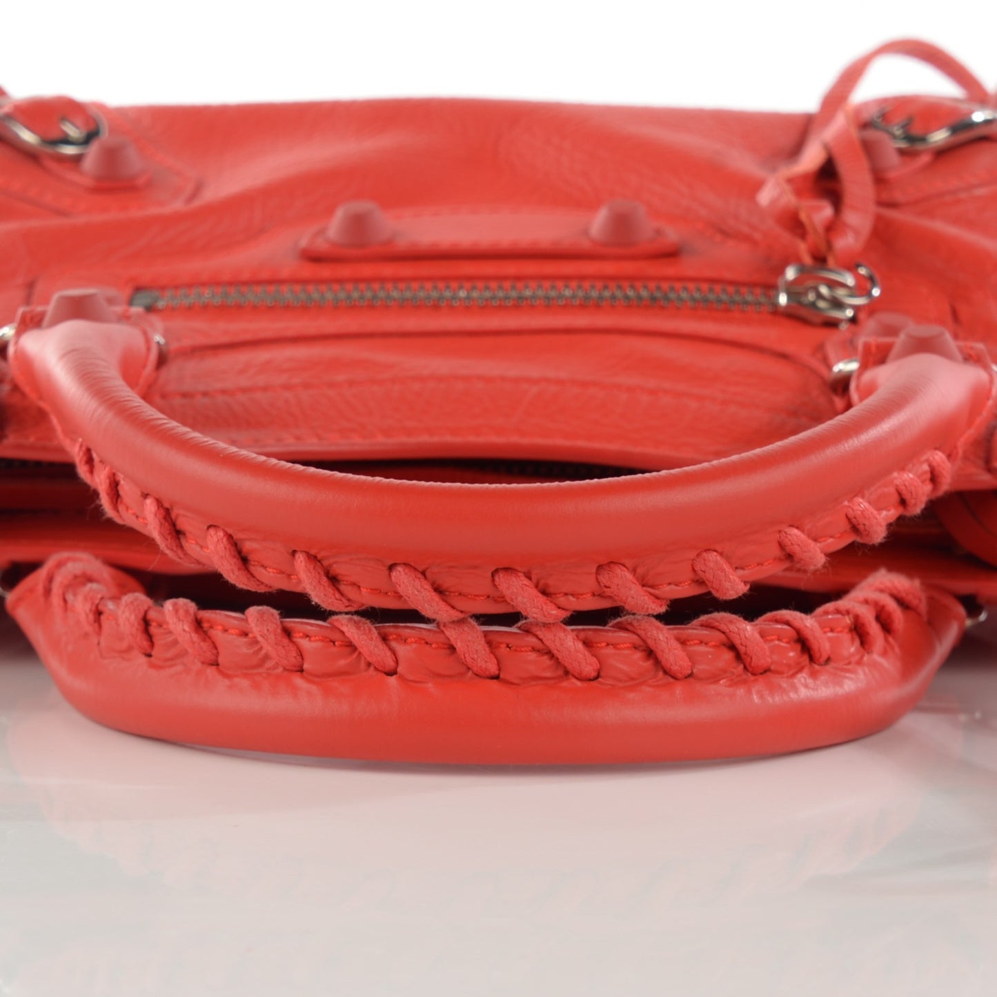 Matte Goatskin Rubber Covered Classic Hardware Mini City Rouge Coquelicot Rouge Braise