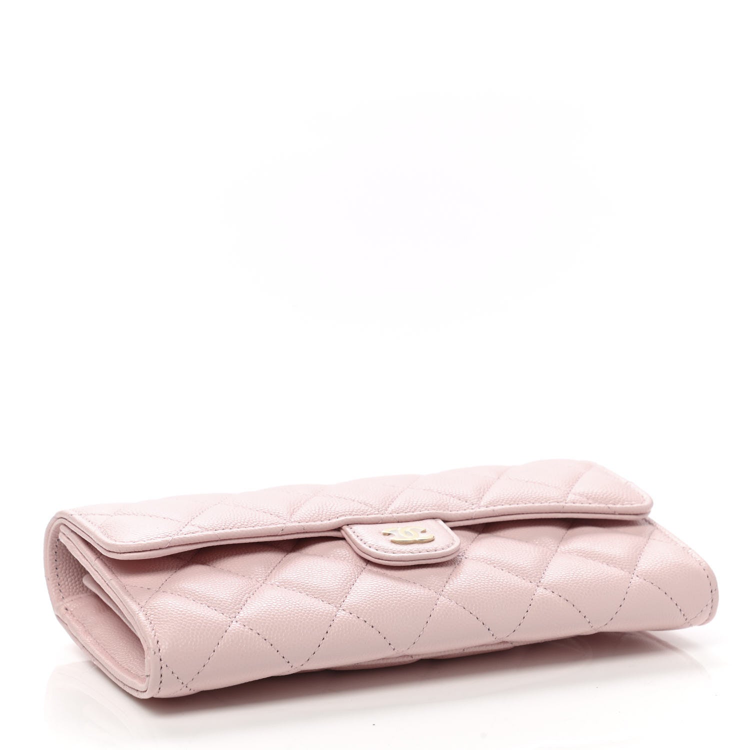Chanel Caviar Quilted Large Gusset Flap Wallet Light Pink 4 of 9