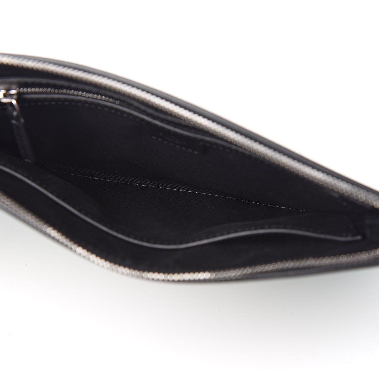 Calfskin Pop Rabbit Wristlet Zip Pouch Black
