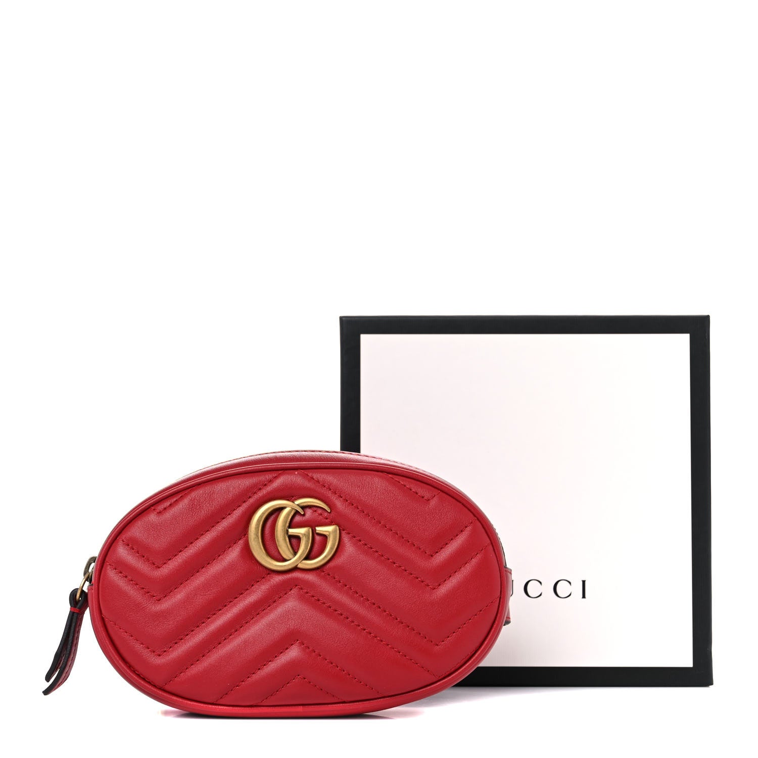Gucci Calfskin Matelasse GG Marmont Belt Bag 85 34 Hibiscus Red 12 of 12