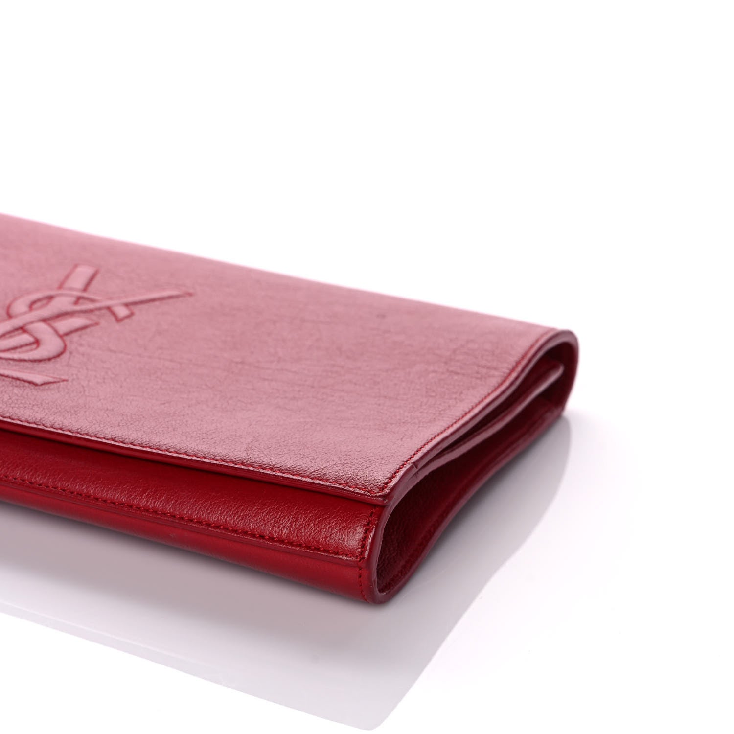 Saint Laurent Calfskin Monogram Large Belle De Jour Clutch Red 9 of 9