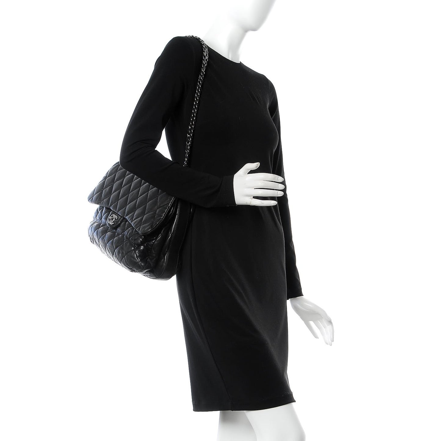 Lambskin Quilted 3 Maxi Flap Bag Black