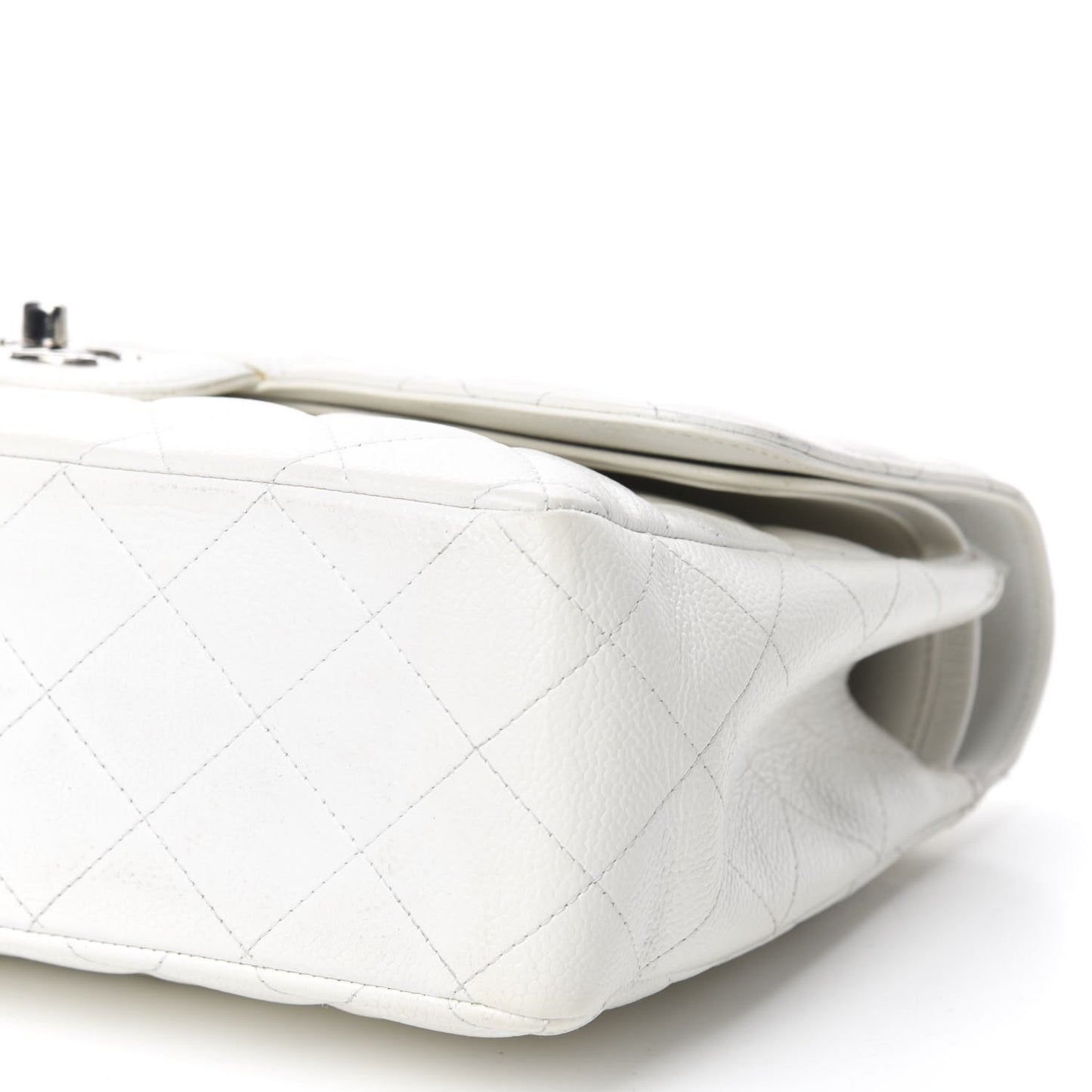Caviar Quilted Jumbo Double Flap White