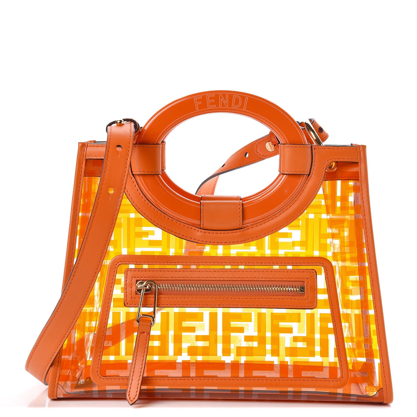 TPU FF Vitello Century Plexiglass Small Runaway Shopper Tote Aranciata
