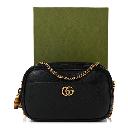 Gucci Pebbled Calfskin Super Mini GG Marmont Chain Shoulder Bag Black 9 of 9