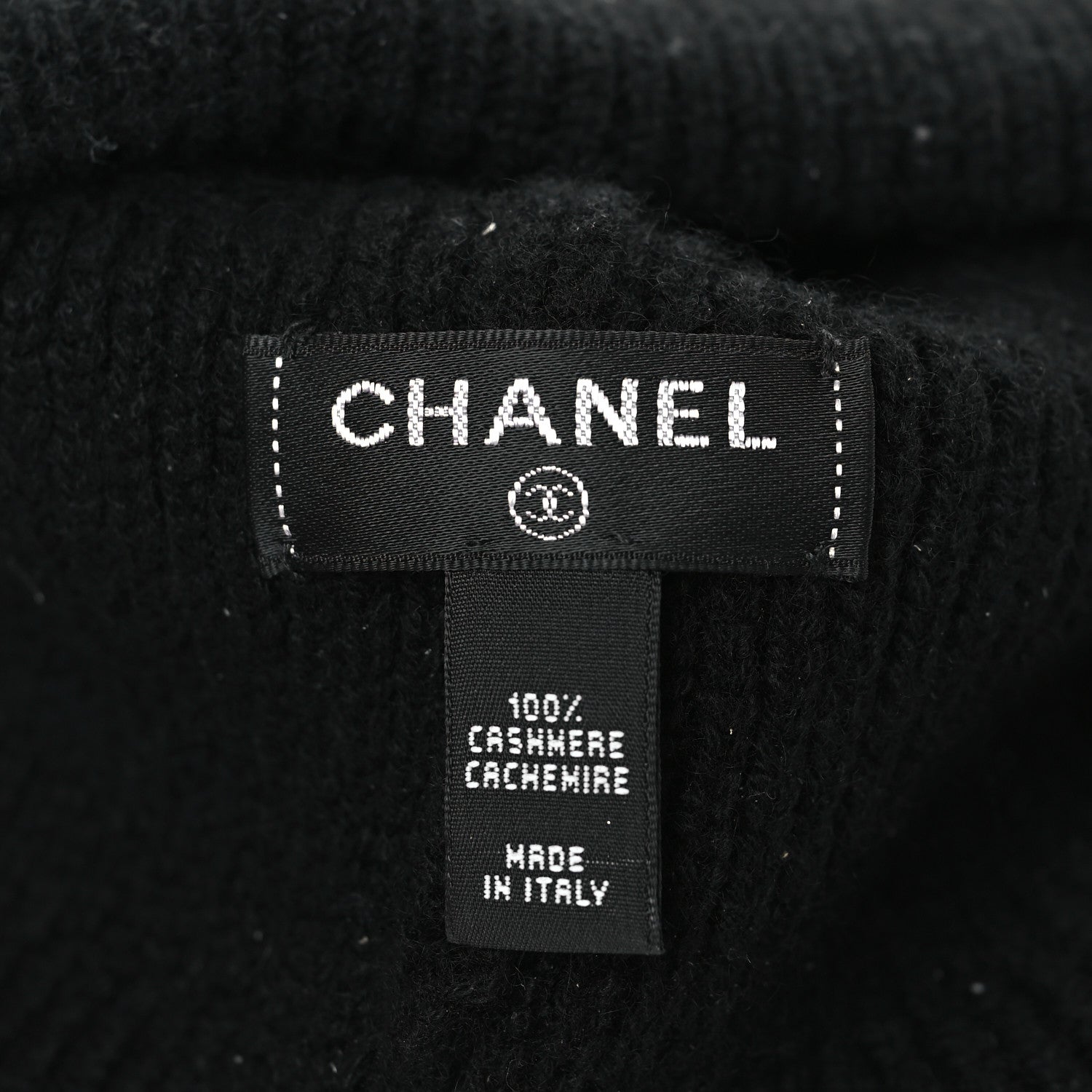 Chanel Cashmere CC Logo Beanie Hat Black 3 of 3