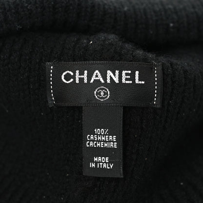Chanel Cashmere CC Logo Beanie Hat Black 3 of 3