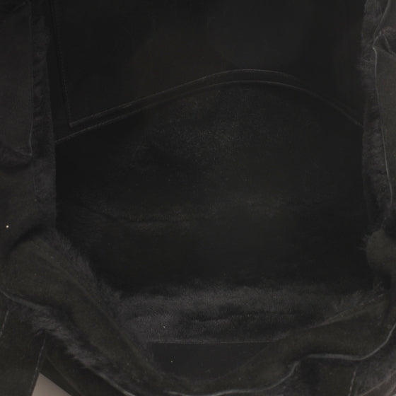 Chanel Suede Shearling Fur Handbag Black 5 of 7