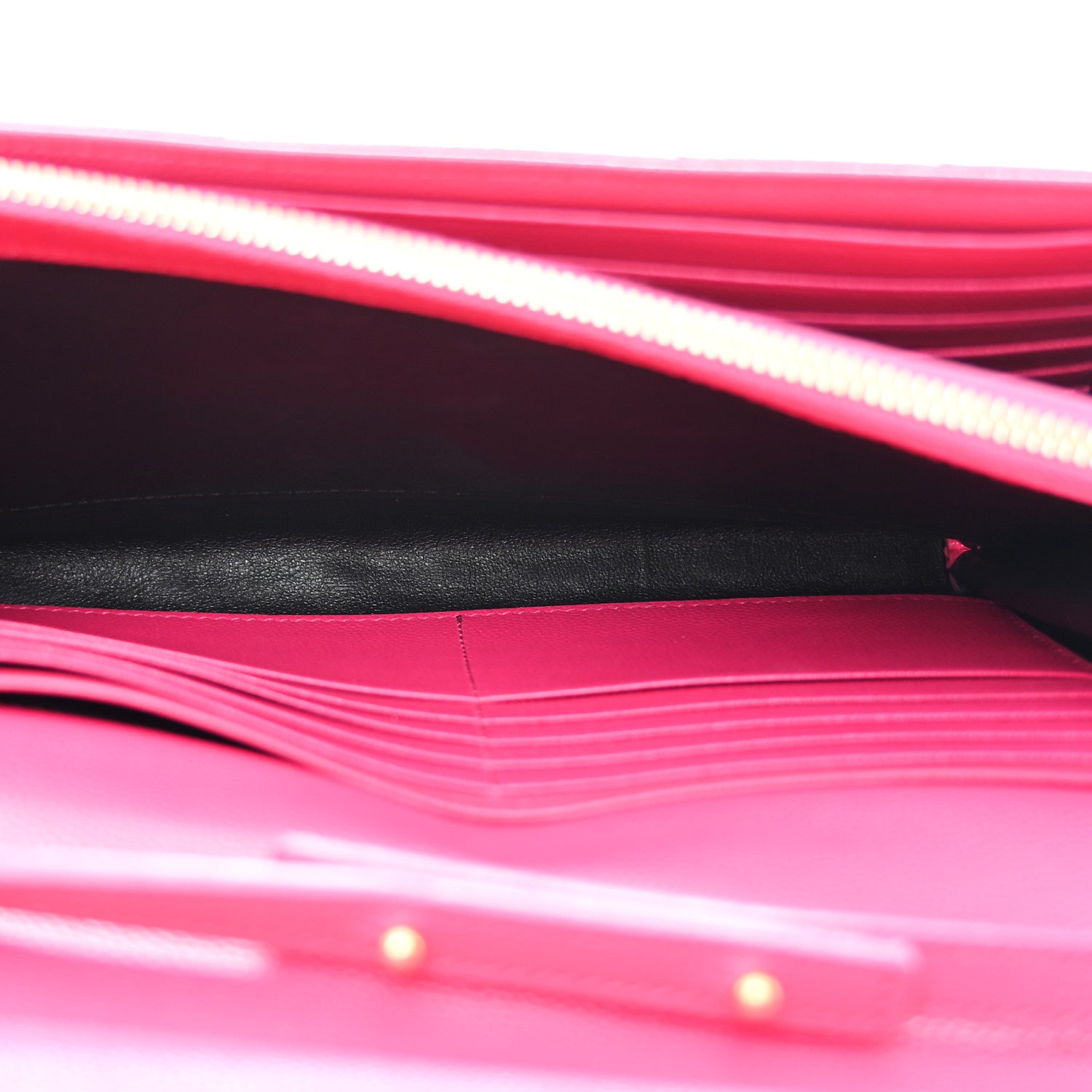 Saint Laurent Grain De Poudre Matelasse Chevron Monogram Chain Wallet Lipstick Fuchsia 5 of 15