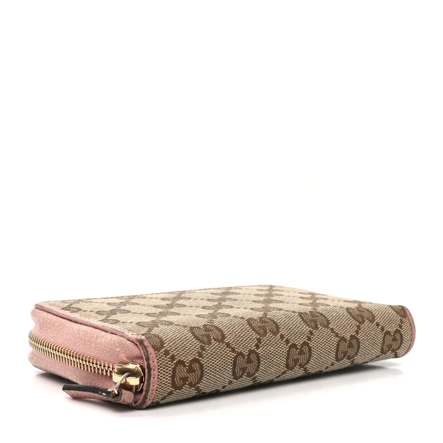 Monogram Dollar Calfskin Zip Around Compact Wallet Beige Ebony Soft Pink