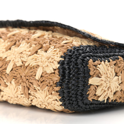 Gucci Raffia Azalea Calfskin Crochet Flower Small GG Marmont Shoulder Bag Natural Ecru Black 10 of 10