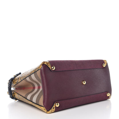 Burberry Python Grainy Calfskin House Check Medium Banner Tote Elderberry 5 of 10