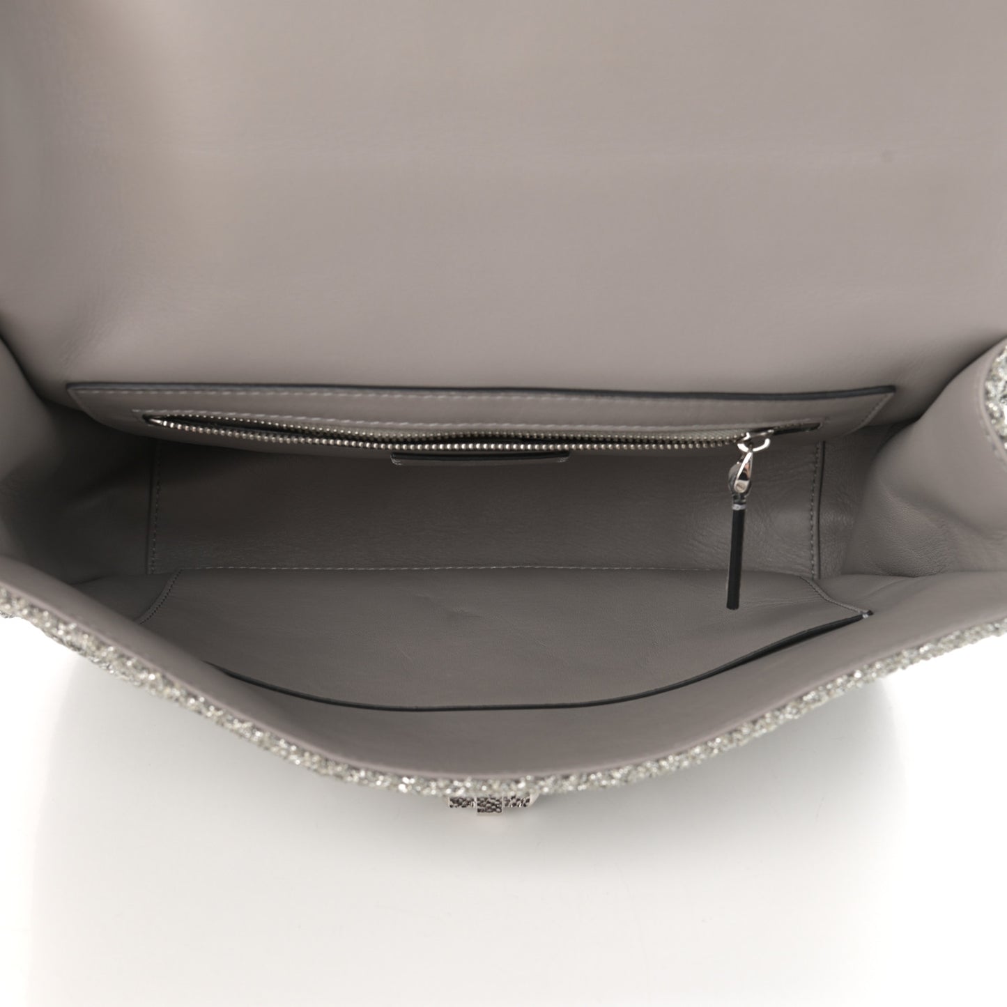 Metallic Lurex Knit Large Roman Stud Shoulder Bag Silver