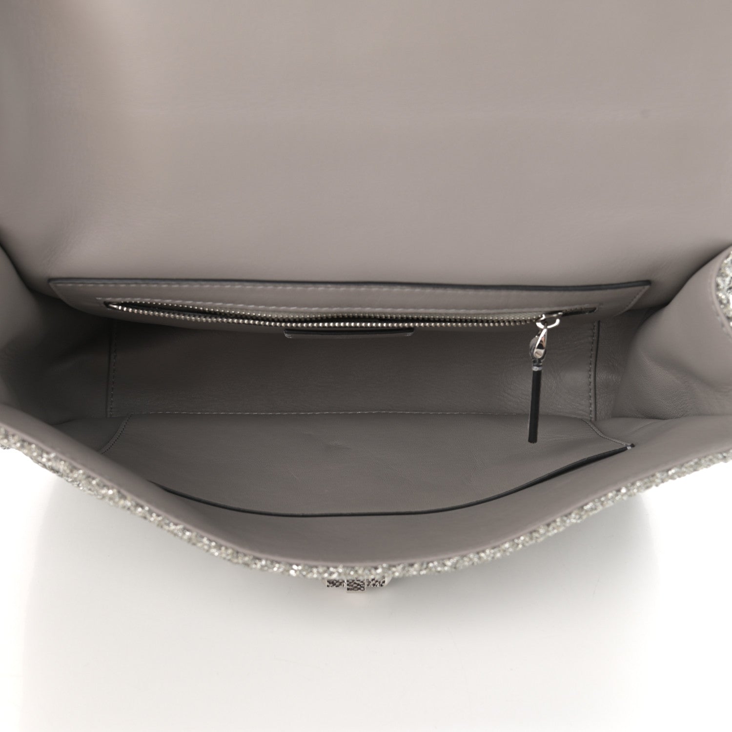 Valentino Garavani Metallic Lurex Knit Large Roman Stud Shoulder Bag Silver 5 of 12