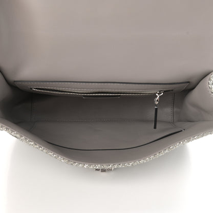 Valentino Garavani Metallic Lurex Knit Large Roman Stud Shoulder Bag Silver 5 of 12
