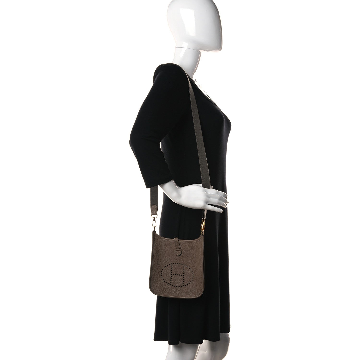 Hermes Taurillon Clemence Amazone Evelyne TPM Beige De Weimar Gris Etain 2 of 14