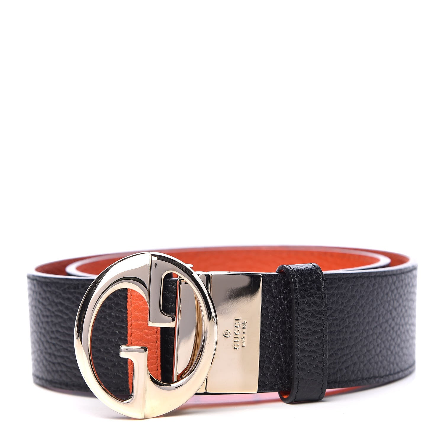 Gucci Calfskin 1973 Reversible Belt 70 28 Orange Black 1 of 7