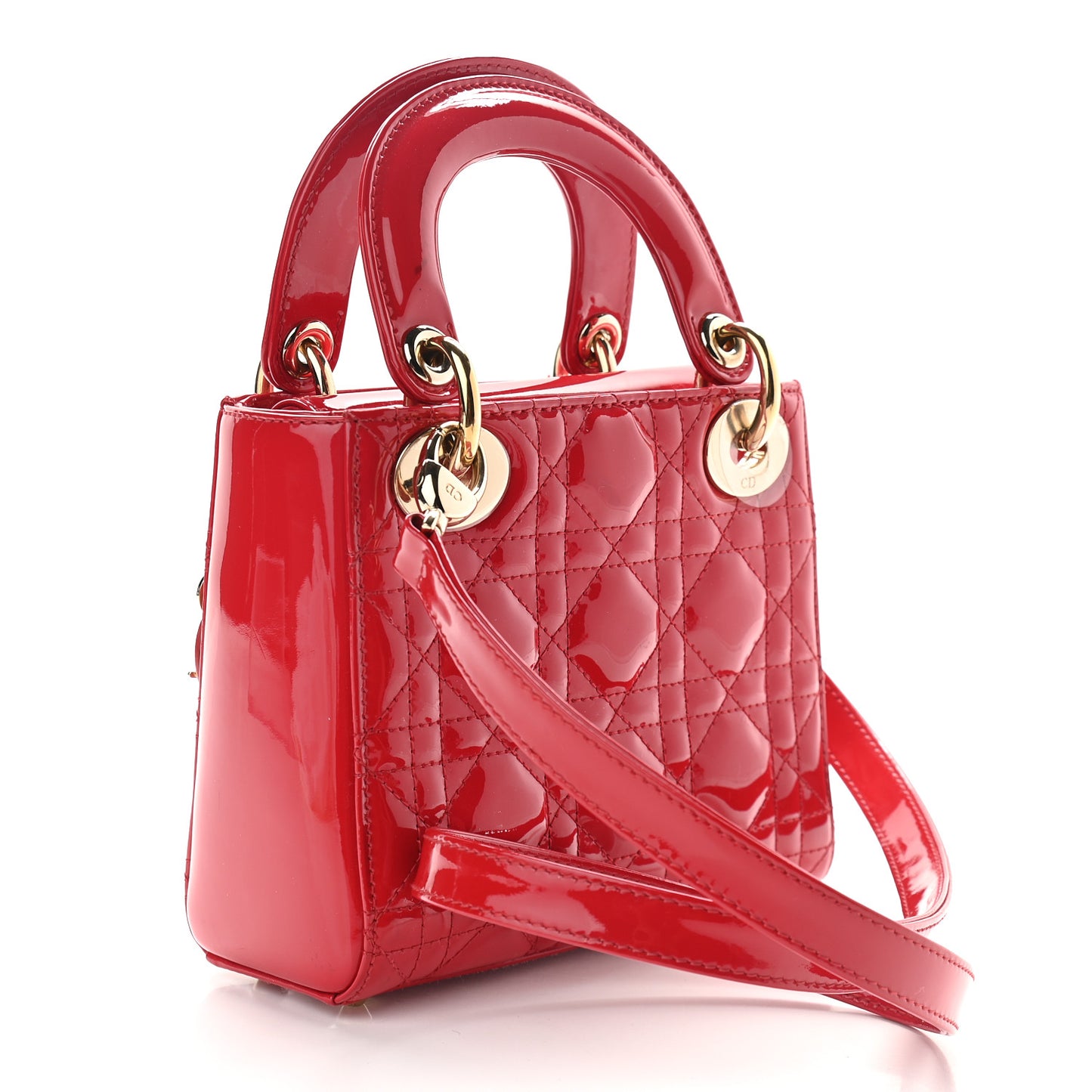 Patent Cannage Mini Lady Dior Red