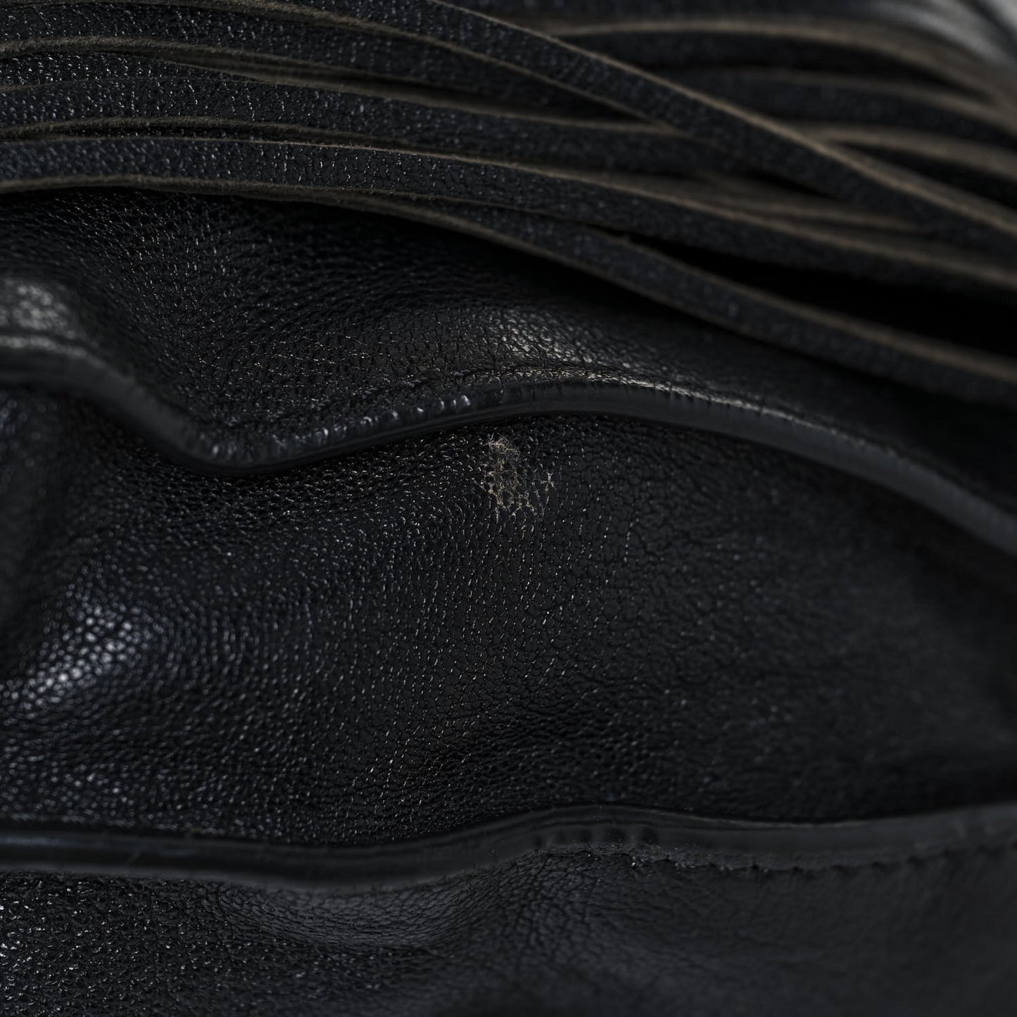 Lambskin Fringe Medium PS1 Satchel Black