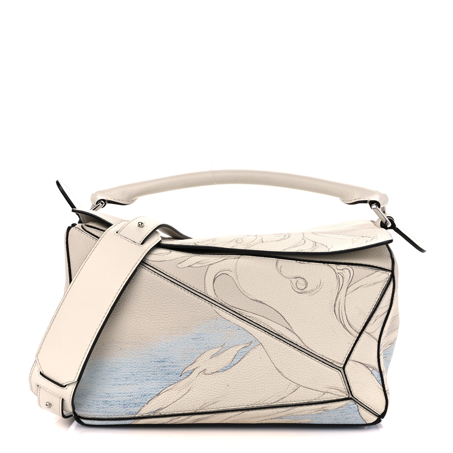 Loewe Grained Calfskin Faces Puzzle Bag Soft White 1 of 9