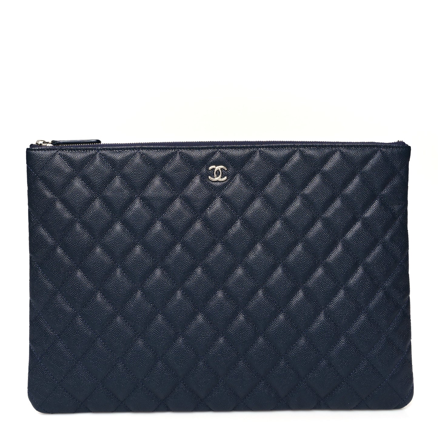Caviar Quilted Large Cosmetic Case Navy