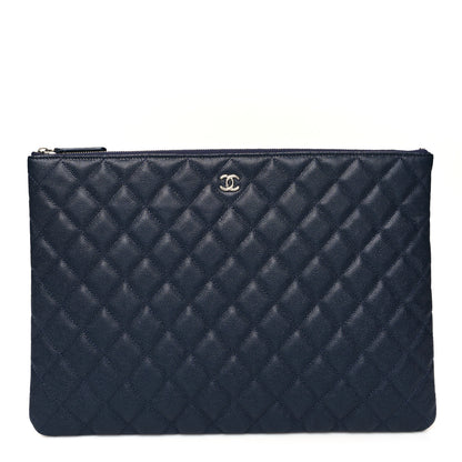 Chanel Caviar Quilted Large Cosmetic Case Navy 1 of 10