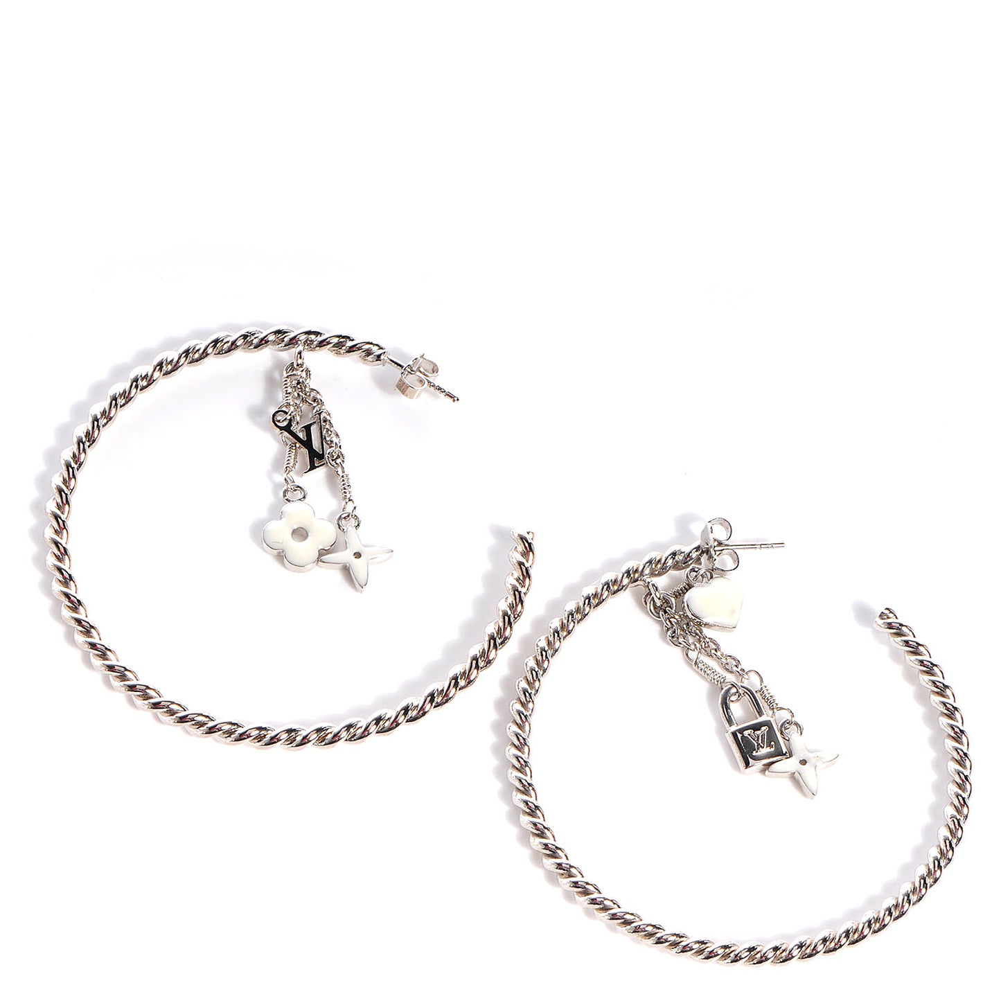 Sweet Monogram Creole Hoop Earrings White
