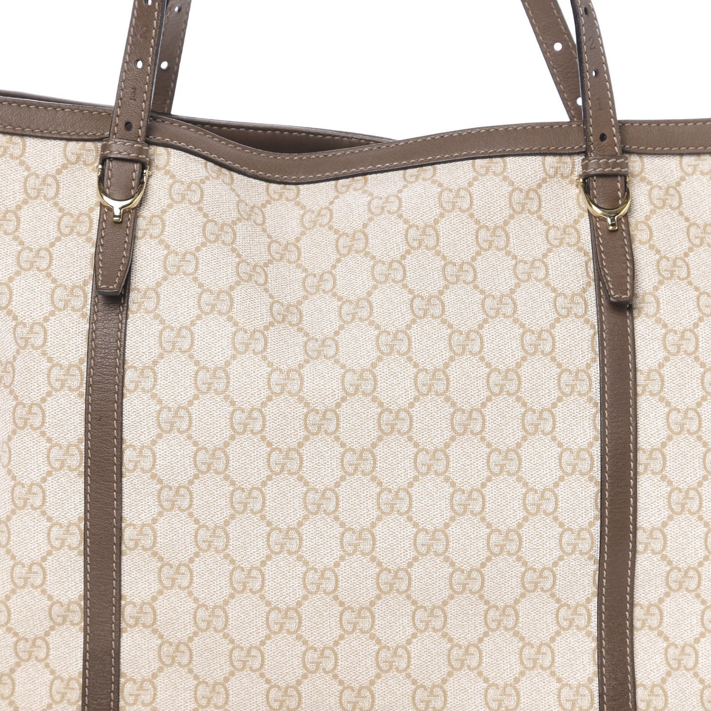 GG Supreme Monogram Calfskin Medium Nice Tote New Mystic White Beige Brown