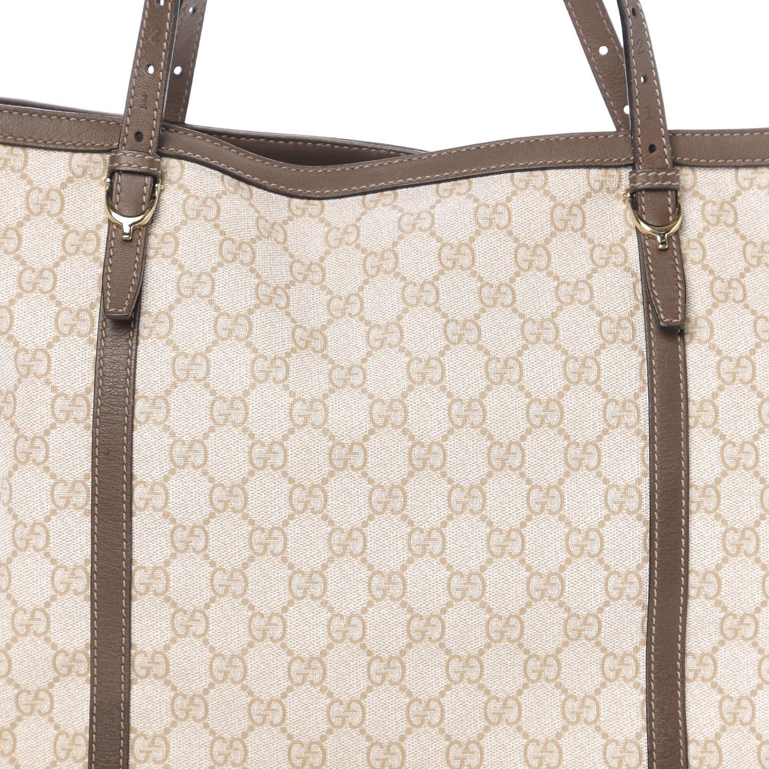 Gucci GG Supreme Monogram Calfskin Medium Nice Tote New Mystic White Beige Brown 10 of 10