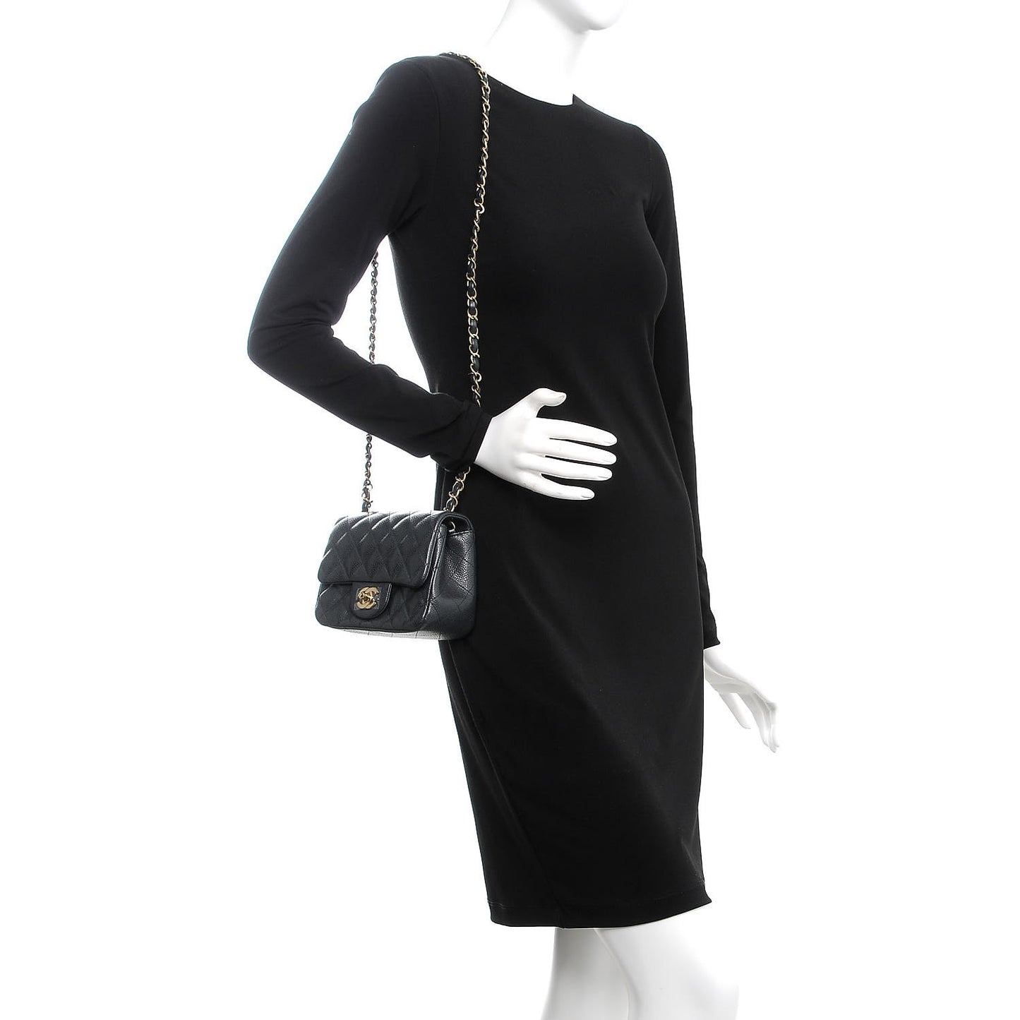 Caviar Quilted Mini Square Flap Dark Grey