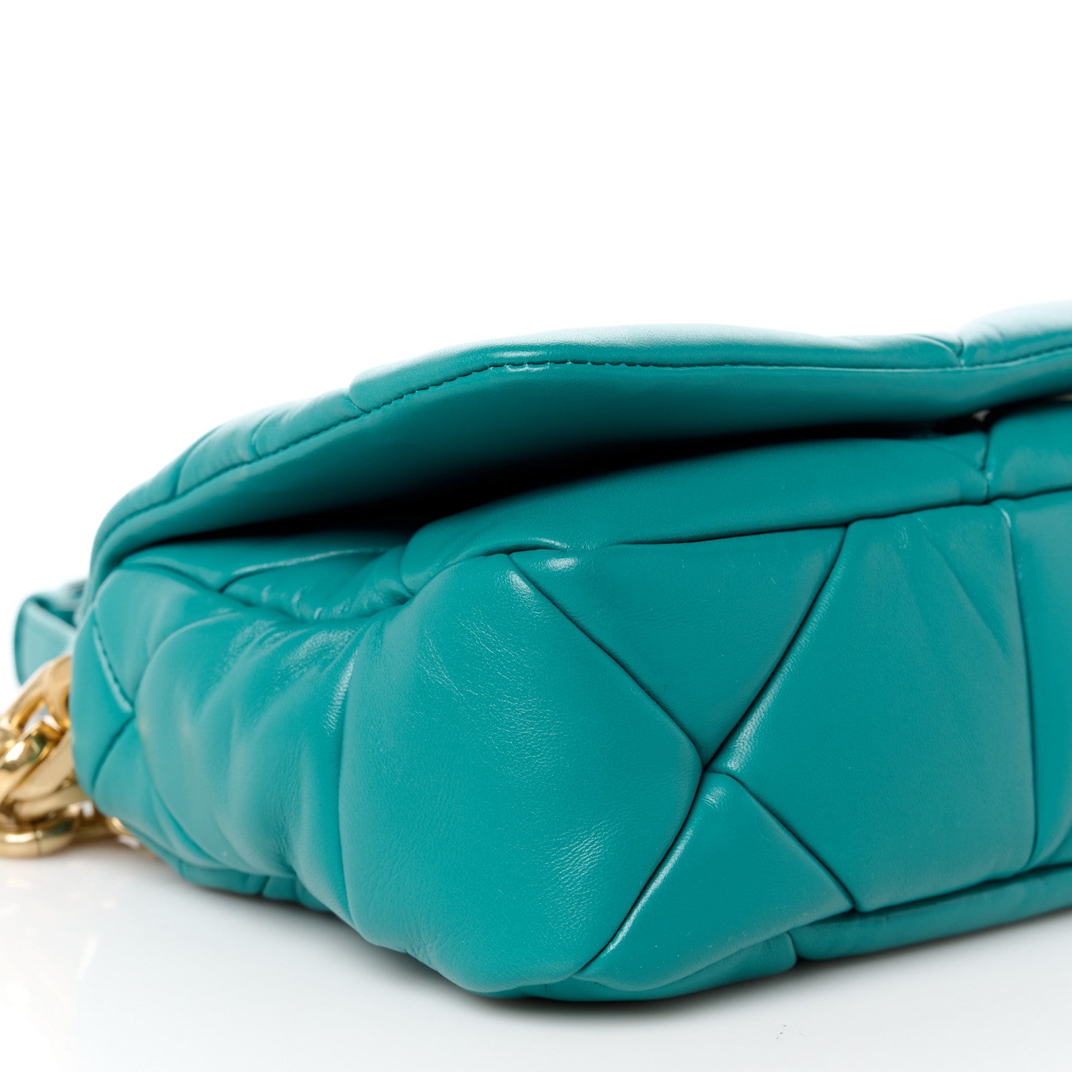 Prada Nappa Metal Quilted Small Patchwork System Flap Bag Pavone 9 of 10