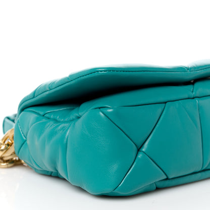 Prada Nappa Metal Quilted Small Patchwork System Flap Bag Pavone 9 of 10