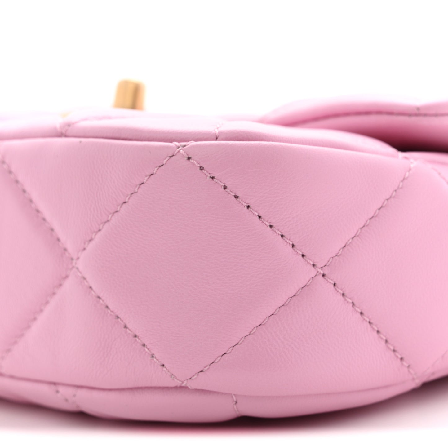 Lambskin Quilted Mini Lacquered Chain Flap Pink