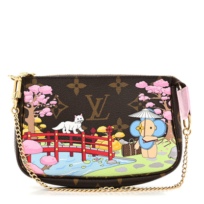 Louis Vuitton Monogram 2021 Christmas Animation Japanese Garden Mini Pochette Accessories Wisteria Pink 1 of 8