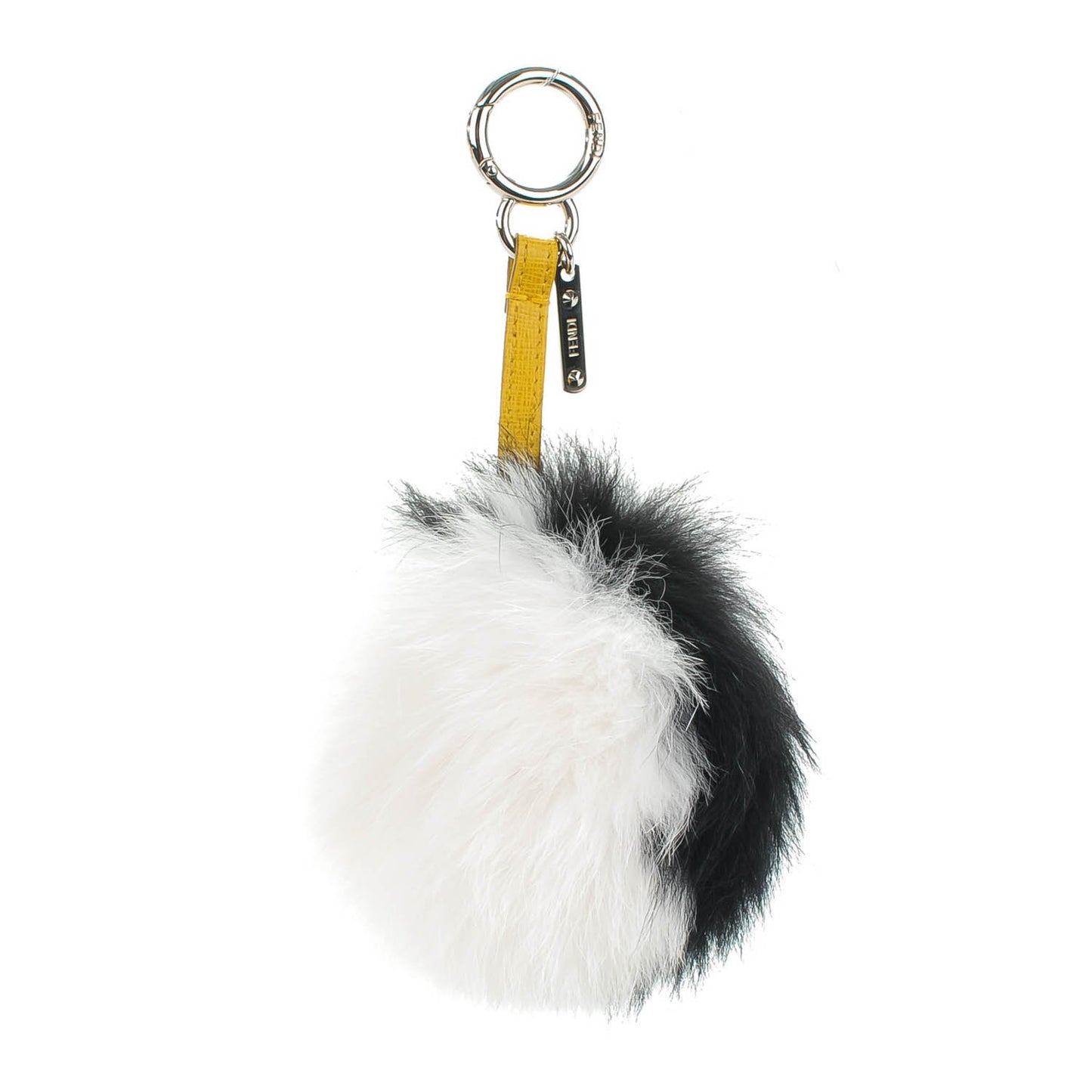 Fox Fur Pom Pom Bag Charm Black White