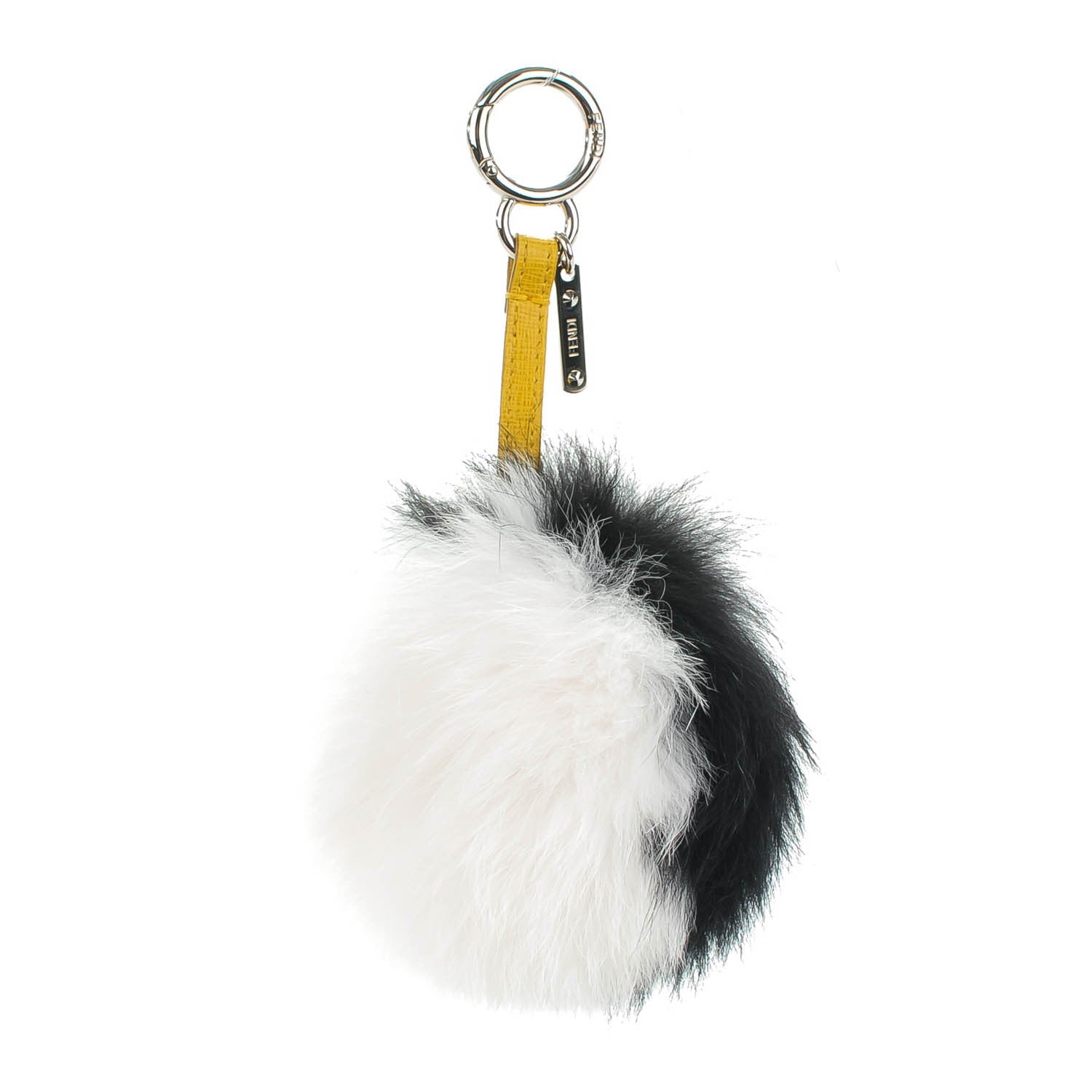 Fendi Fox Fur Pom Pom Bag Charm Black White 1 of 5