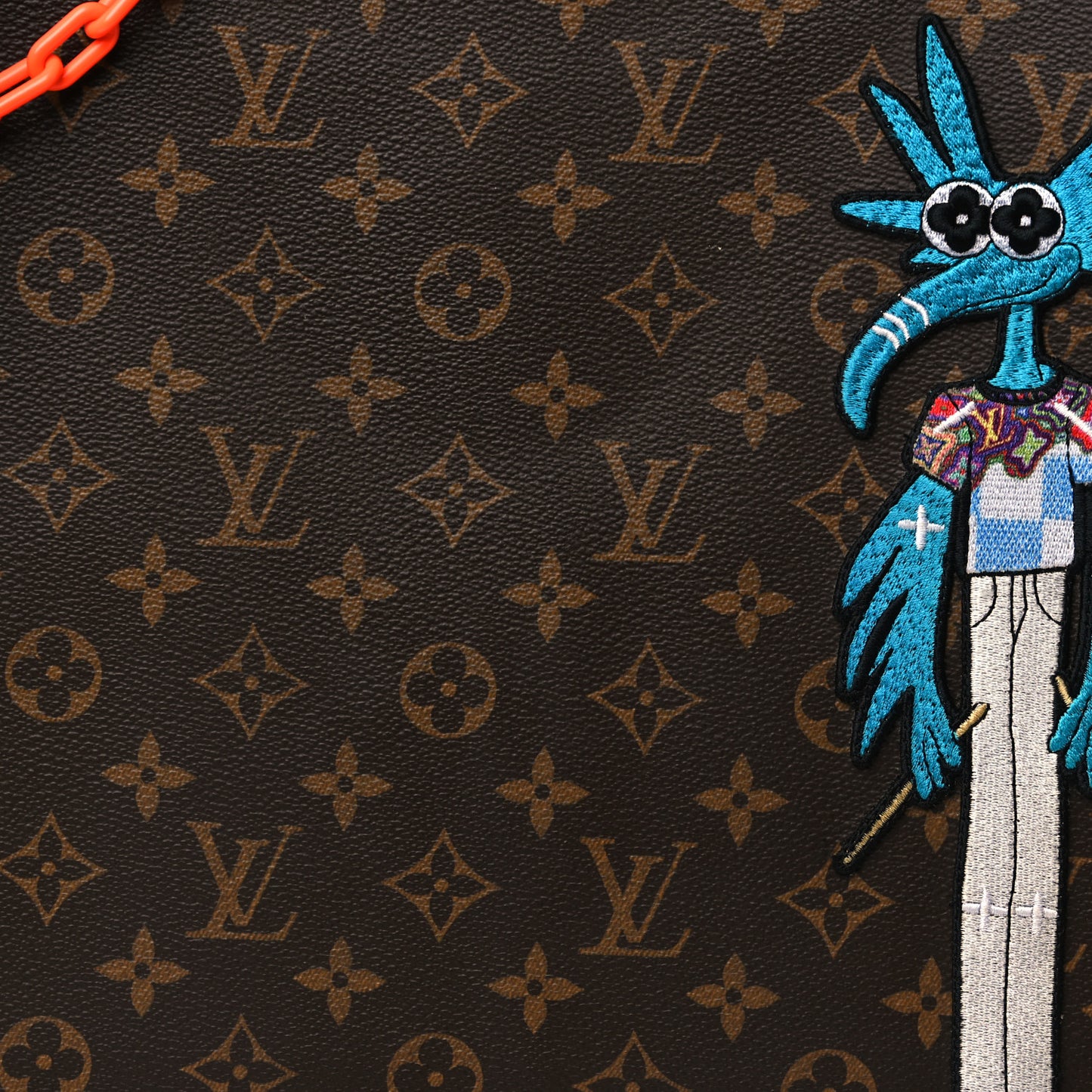 Monogram Embroidered Cartoon LV Friends Sac Plat