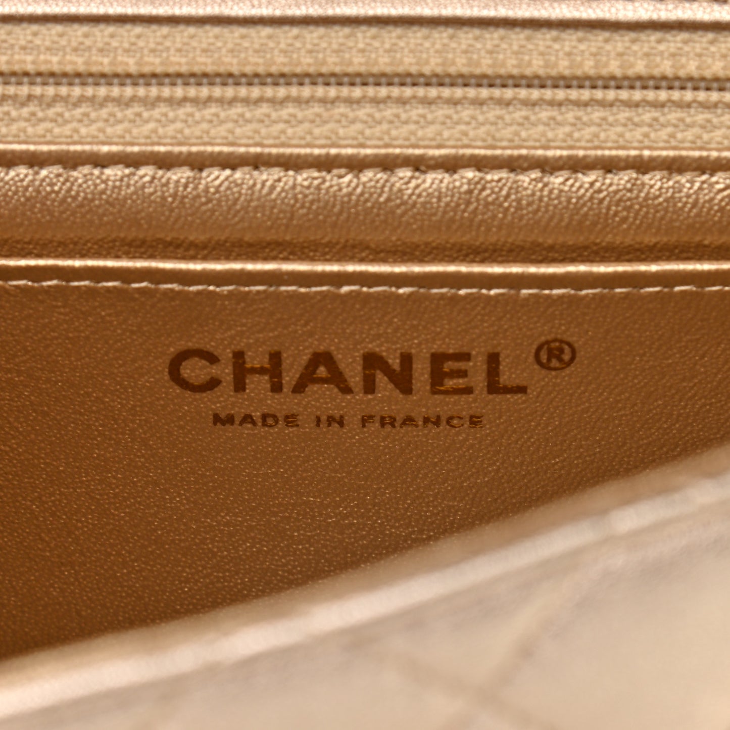 Metallic Lambskin Quilted Mini Square Flap Gold
