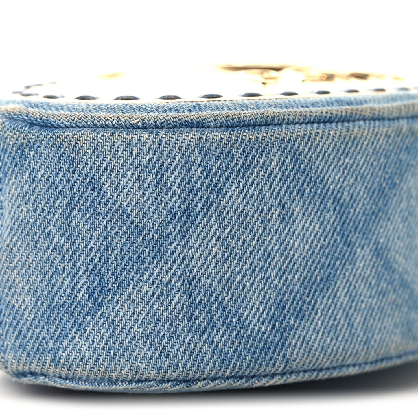 Denim Printed Chain Clutch Dark Blue