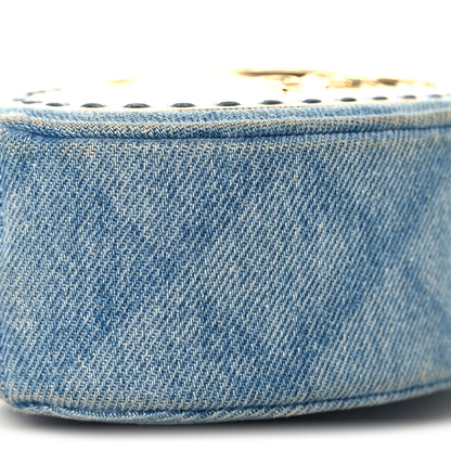 Chanel Denim Printed Chain Clutch Dark Blue 9 of 10