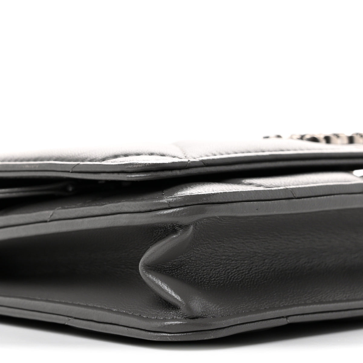 Lambskin Quilted Chanel 19 Wallet On Chain WOC Grey
