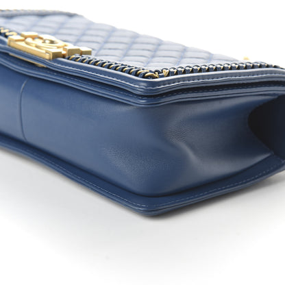Chanel Calfskin Quilted Medium Top Handle Boy Flap Blue 7 of 14