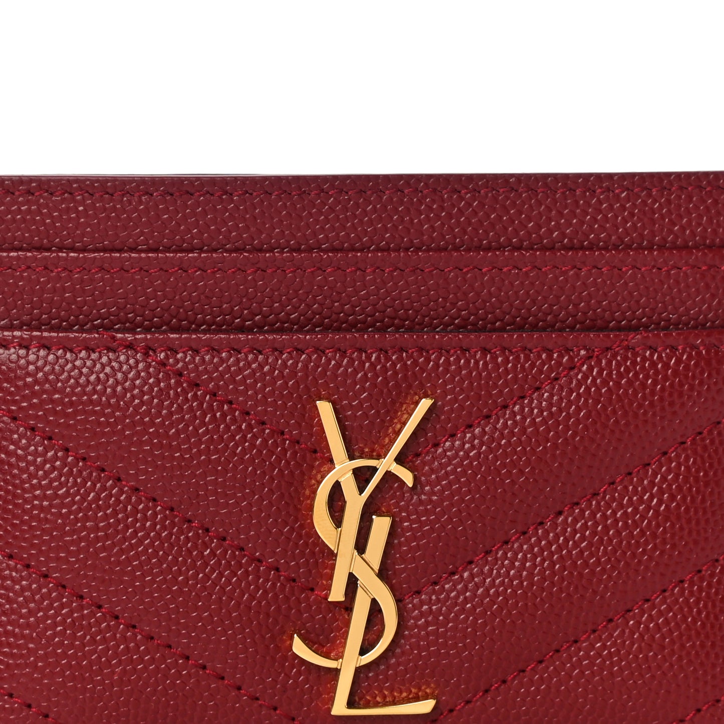Grain De Poudre Matelasse Chevron Monogram Credit Card Case New Red
