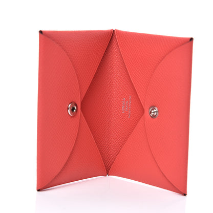 Hermes Epsom Calvi Card Case Rose Jaipur 4 of 6